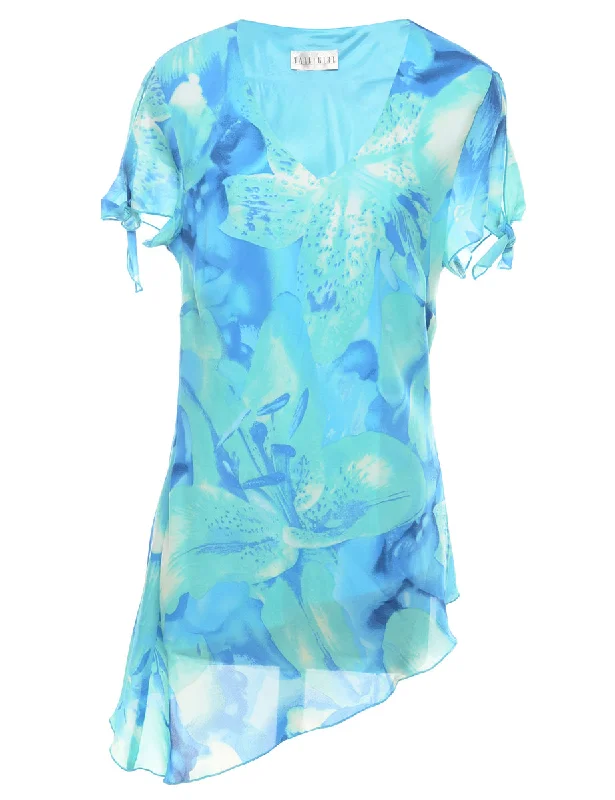 Elegant And Lazy Floral Printed Top - L