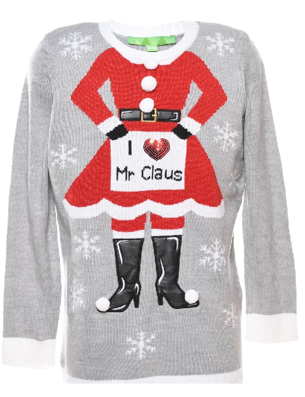 Soft Trends Grey Christmas Jumper - M