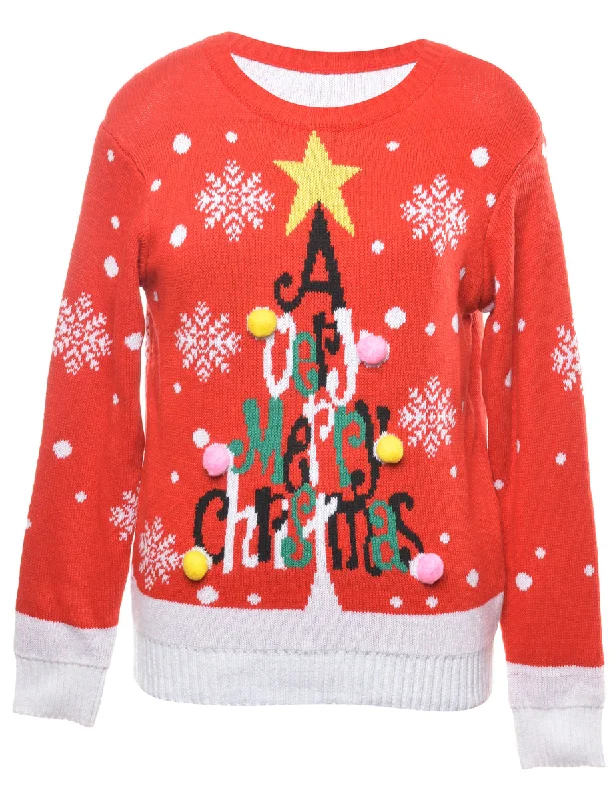 Minimal Comfort Red Christmas Jumper - M