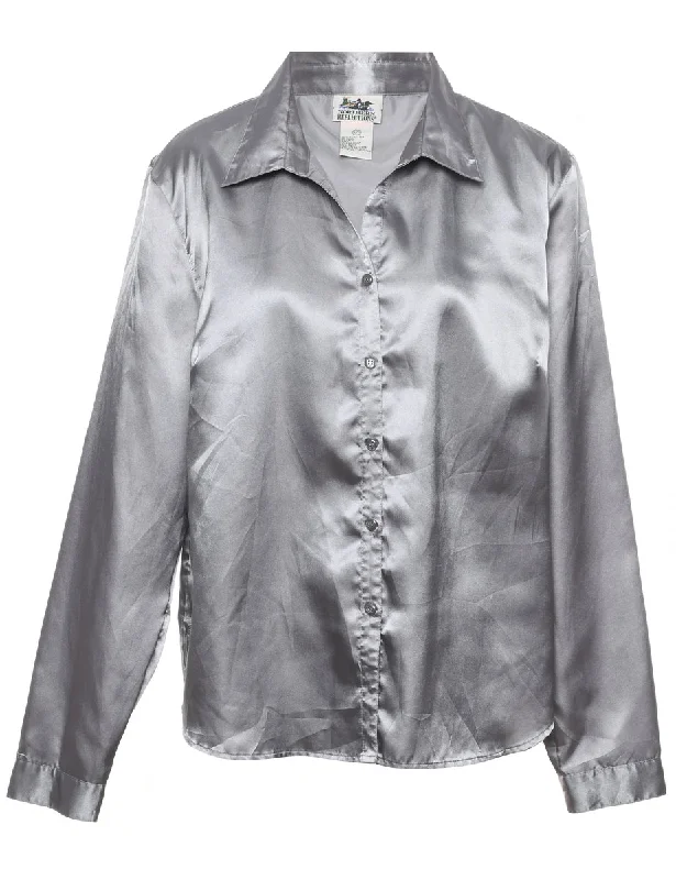 Carefree Silver Shiny Metallic Shirt - XL