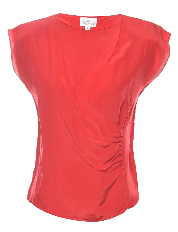 Knitted Design Sleeveless Silk Top - S