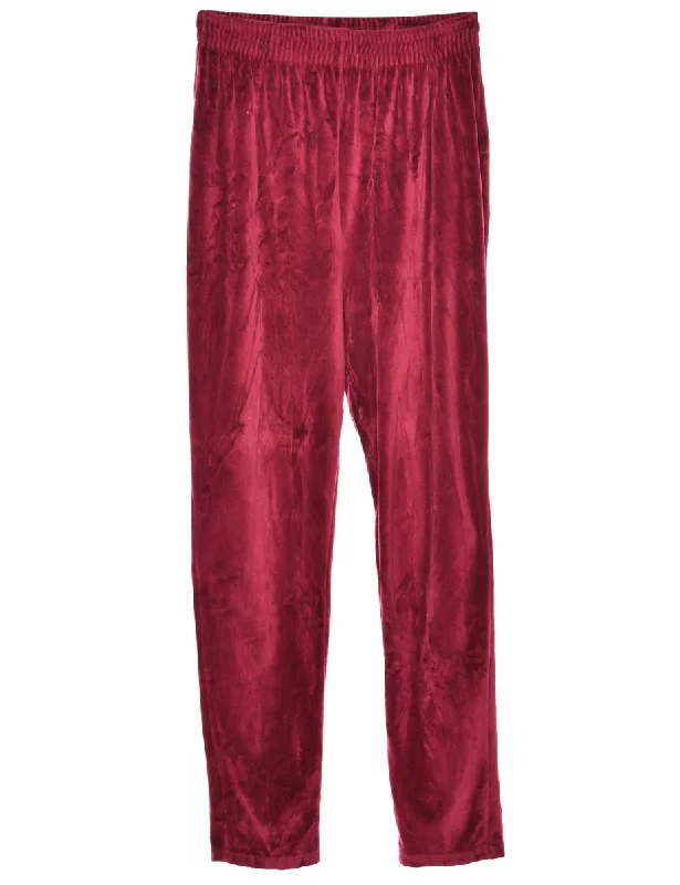 Weekend Style Velvet Fabric Maroon Trousers - W28 L33