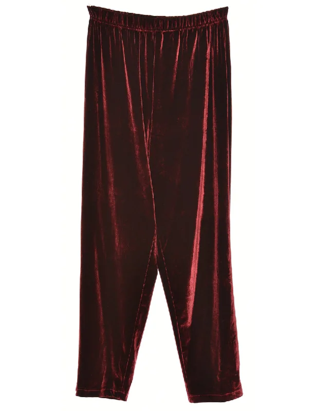 Fashion Wear Velvet Fabric Maroon Trousers - W30 L35