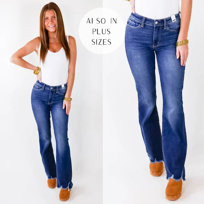 Soft Comfort Wear Last Chance Size 0, 22W & 24W | Judy Blue | Meet Your Destiny Distressed Hem Bootcut Jeans in Dark Wash Soft Comfort Wear Last Chance Size 0, 22W & 24W | Judy Blue | Meet Your Destiny Distressed Hem Bootcut Jeans in Dark Wash