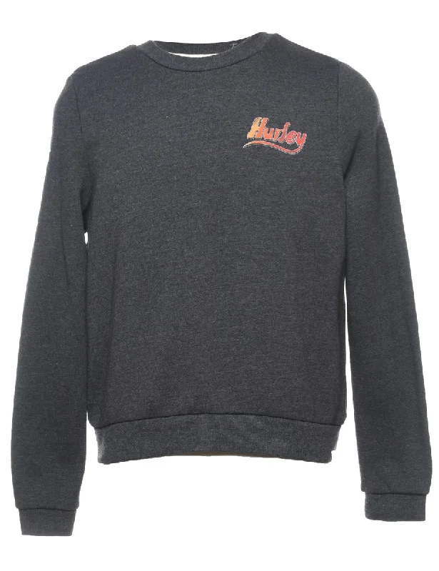 Soft Wear Hurley Design Dark Grey 2000s Printed Sweatshirt - S