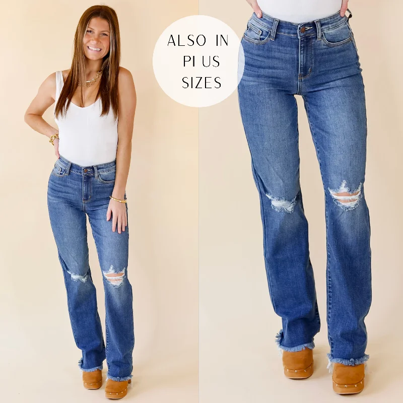 Luxury Fashion Last Chance Size 0, 1, 3, 15, & 14W-24W | Judy Blue | After Party Hours Destroy Knee Bootcut Jeans in Medium Wash Luxury Fashion Last Chance Size 0, 1, 3, 15, & 14W-24W | Judy Blue | After Party Hours Destroy Knee Bootcut Jeans in Medium Wash