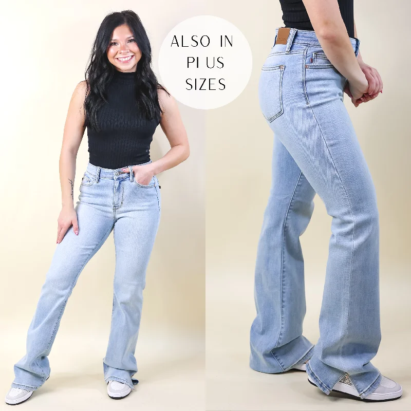 Youthful Judy Blue | Turn It Up Slit Hem Bootcut Jeans in Light Wash