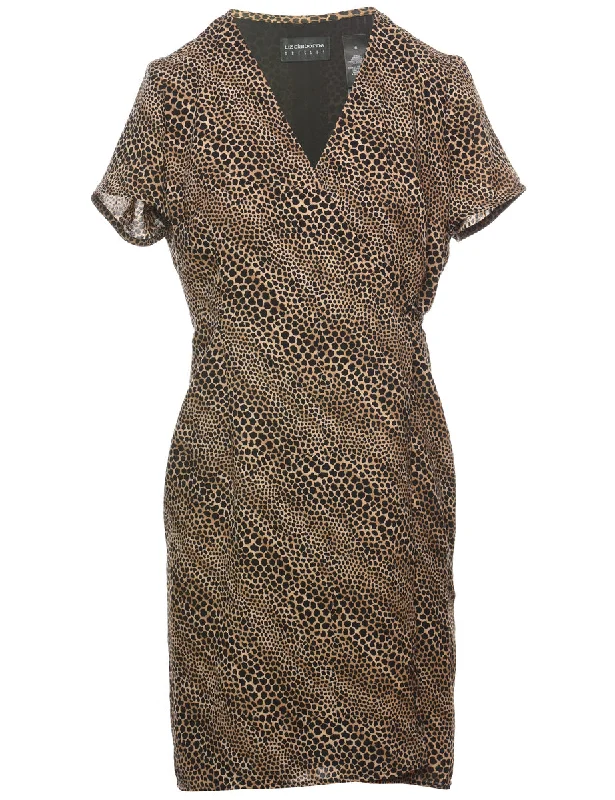 Comfortable And Casual Leopard Print Dress - L