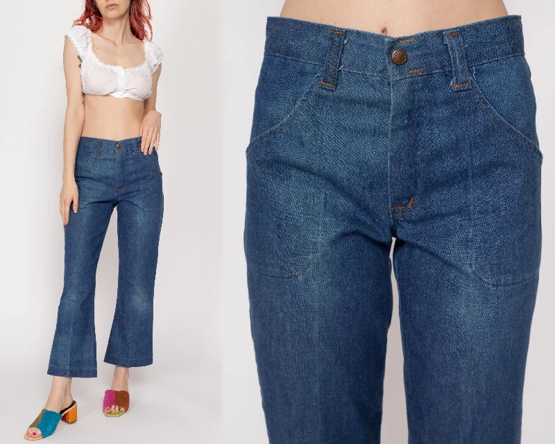 Celebrity Style Petite Small 70s Boho Faded Dark Wash Jeans