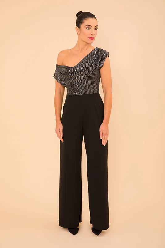 Classic Series Venice Jumpsuit (Black & Gunmetal Sequin)