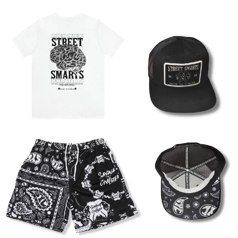 New Autumn And Winter Styles BLACK PAISLEY *BUNDLE* SHORTS & HAT