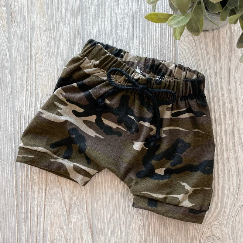 Leisure Sports Olive Camo • Harem Shorts