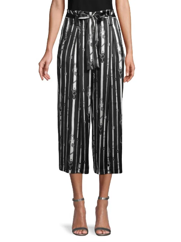 Fashion Classic Samira Wide Leg Silk Pants In Black/ Multi
