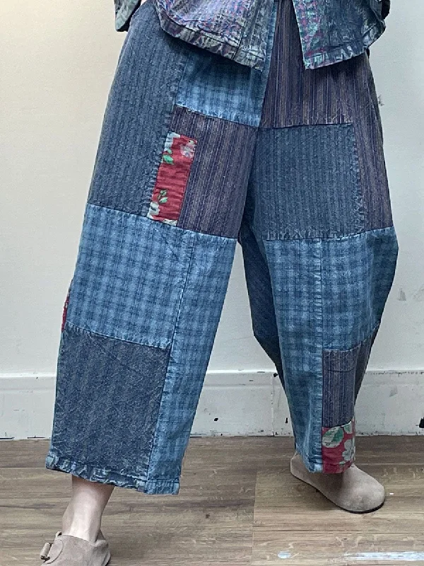 Relaxed Clothing Vintage Patch Spliced Pocket Loose Pants